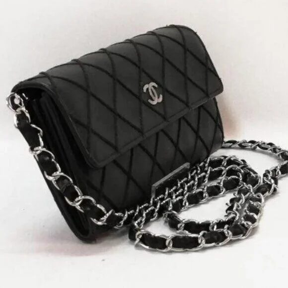Authentic CHANEL CC Wild Stitch Lambskin Wallet on Chain Shoulder Crossbody - Picture 3 of 15